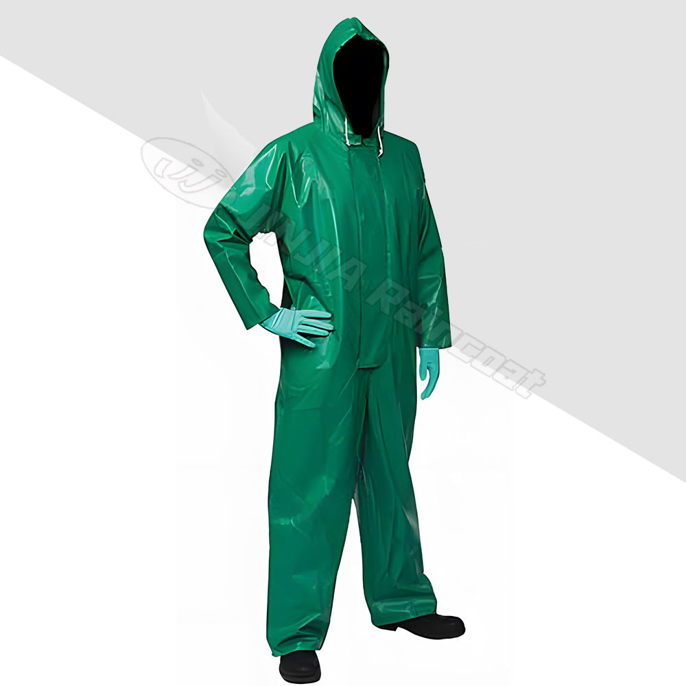 Economy Industrial Chemical Splash Waterproof Resistant Protective Coveralls Thick Pvc Safety Workwear Rain Coat Suit