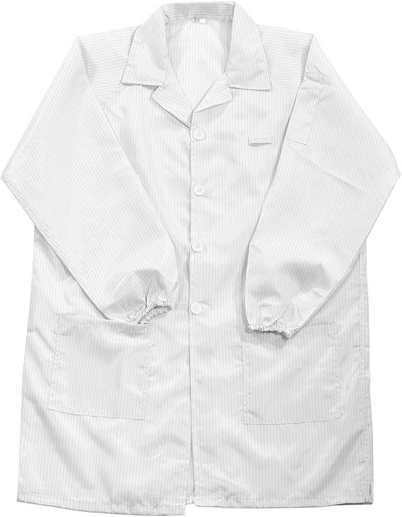 MECCANIXITY ESD Lab Coat Anti Static Clothing Science Jacket with Cuff Lapel Collar for Men and Women