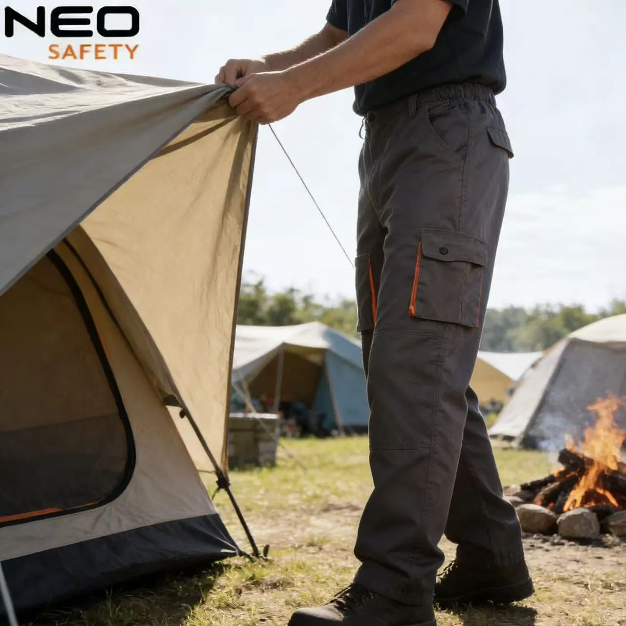 Wholesale Custom Grey Outdoor Sports Regular Fit Heavy-Duty Work Trousers