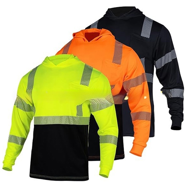 HBC High Visibility Sunscreen Work Wear Construction Reflective Shirts Uniform Long Sleeve Hi Vis Safety Shirts