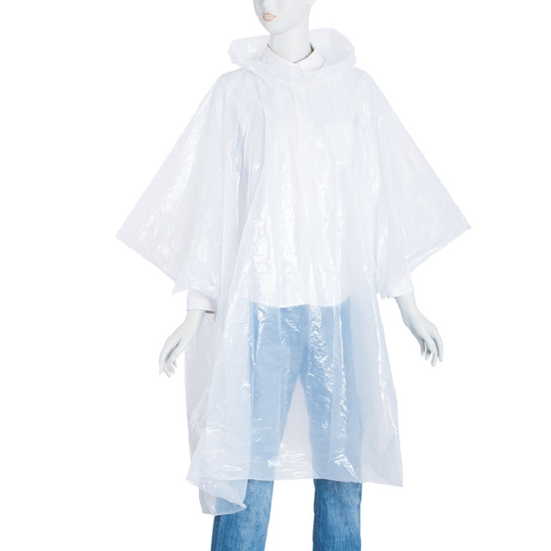 Disposable Plastic PE Rain Poncho Raincoat in Ball Waterproof Square Design Esg17220