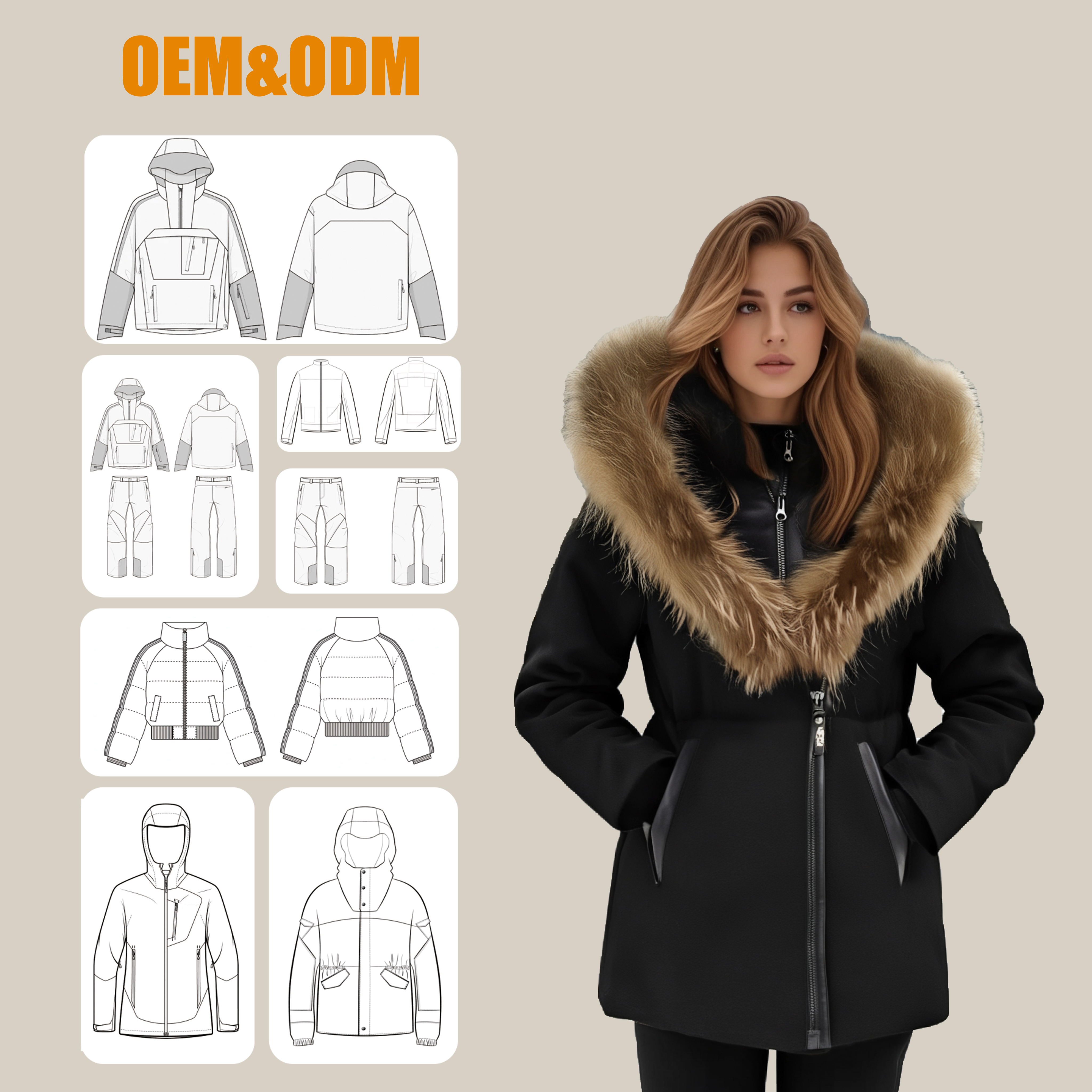 Outdoor Waterproof Windproof Down Jacket for Women Winter Jackets Fur Parka