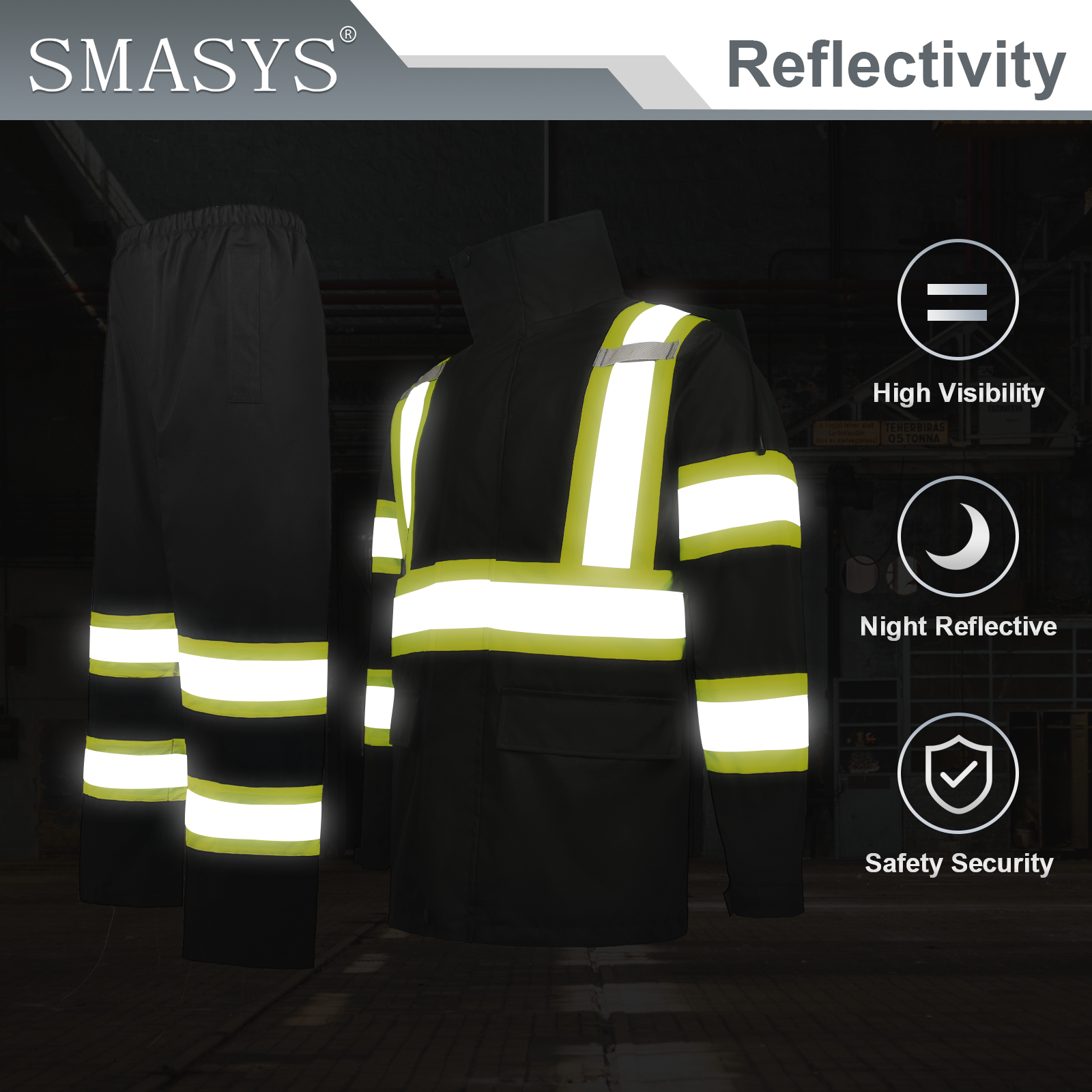 In Stock Outdoor Waterproof Windproof High-Visibility Reflective Safety Raincoat Suit Work Rainy Season Reflective Clothing Suit
