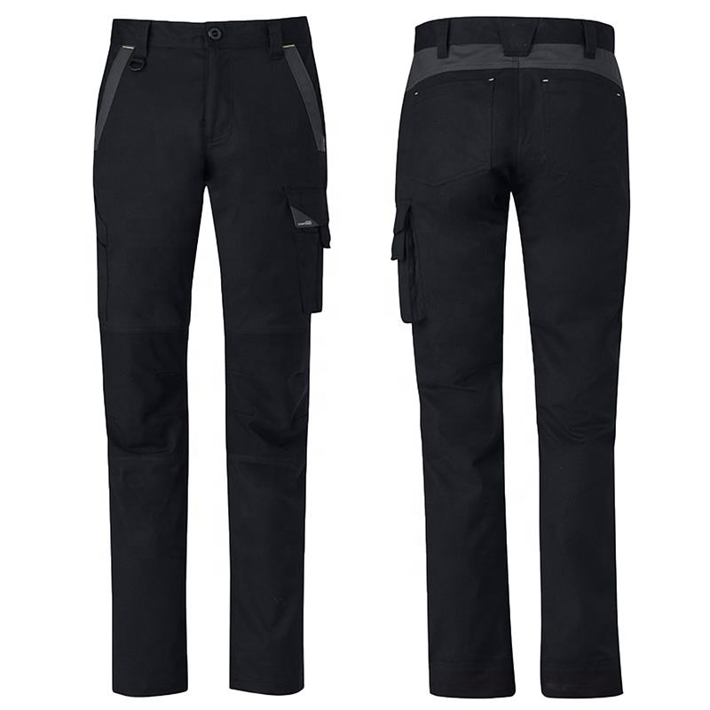 Heavy Duty Breathable Cotton Safety Work Trousers with Flat Front
