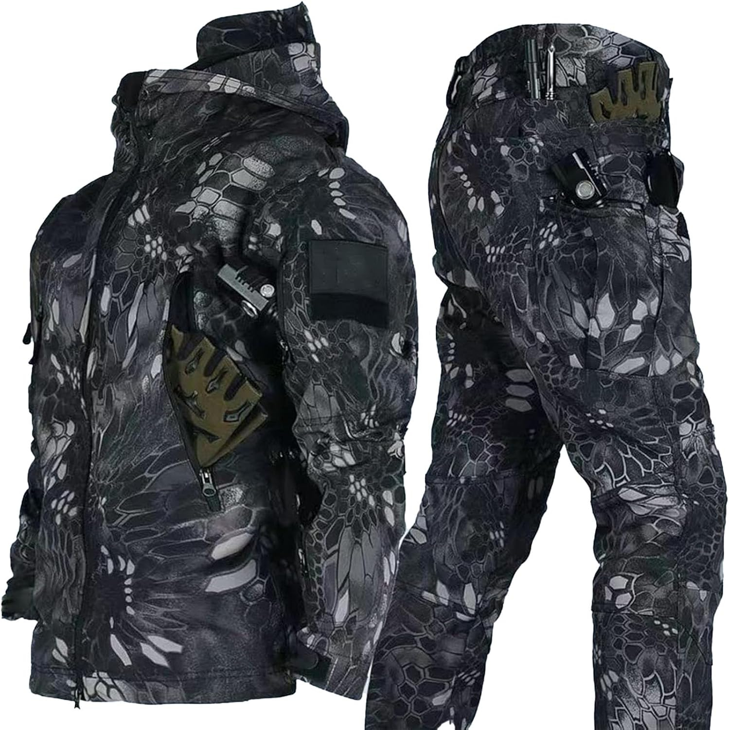 Custom Soft Shell Tactical Uniform Waterproof Jacket Pant Camouflage Thickened Breathable uniform