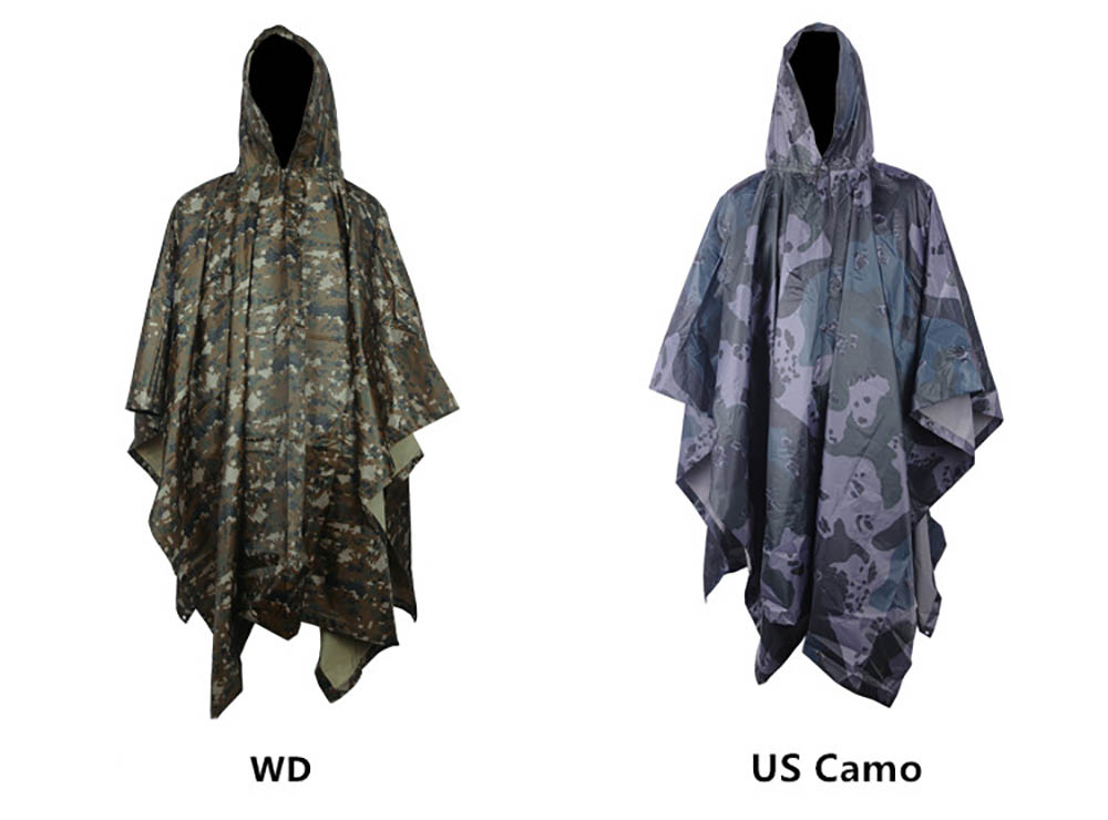 Wholesale Custom Rain Poncho for Hunting Adult Camo Printing Waterproof Tactical Rain Coats Raincoats