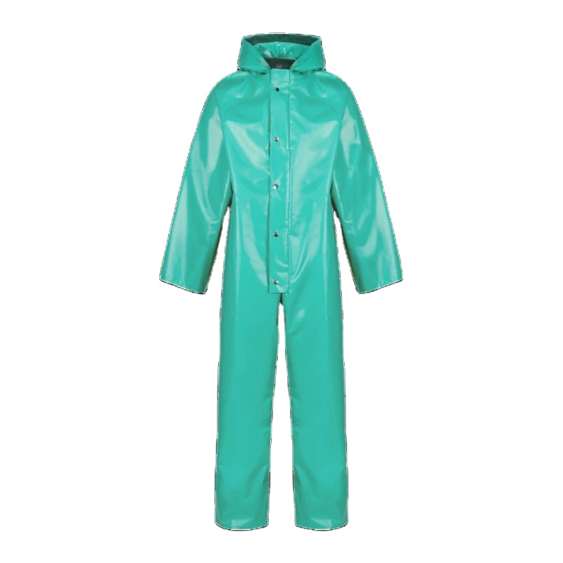 Economy Industrial Chemical Splash Waterproof Resistant Protective Coveralls Thick Pvc Safety Workwear Rain Coat Suit