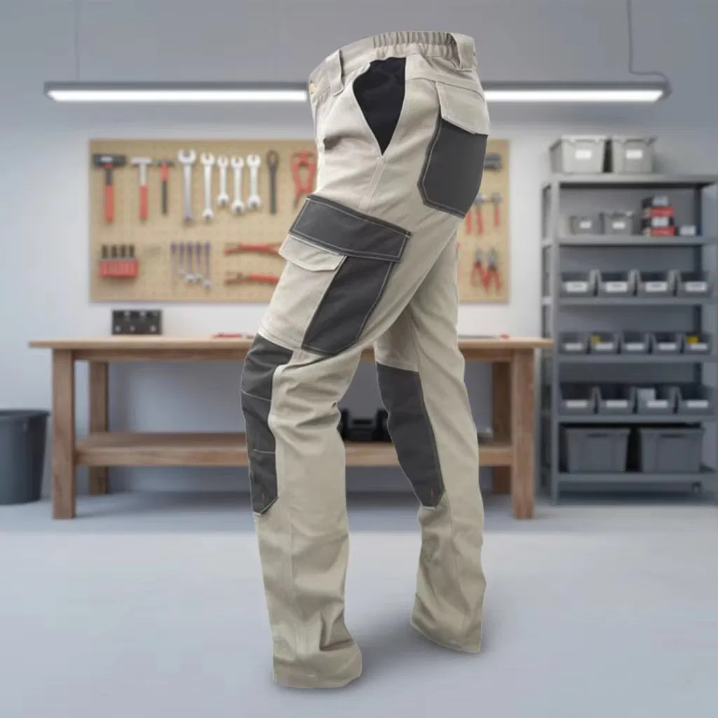 Heavy Duty Stretch Work Pants Men Cotton Spandex Safety Trousers
