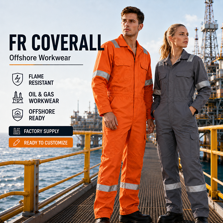 Custom Fireproof Cotton Mining Oil Gas Hi Vis Reflective Safety Twill Overall Worker Work Workwear Flame Retardant FR Coveralls