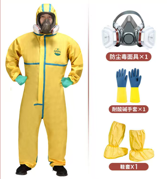Disposable Chemical Resistant Industrial Coverall Yellow Chemical Protective Coverall PPE Hazmat Chemical Suit
