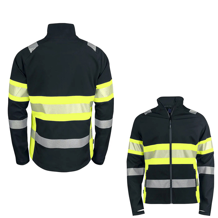 Long Sleeve Stand Collar Workwear Outerwear Machine Stitched Custom Branding Reflective Stripe Design Made Workwear Jacket
