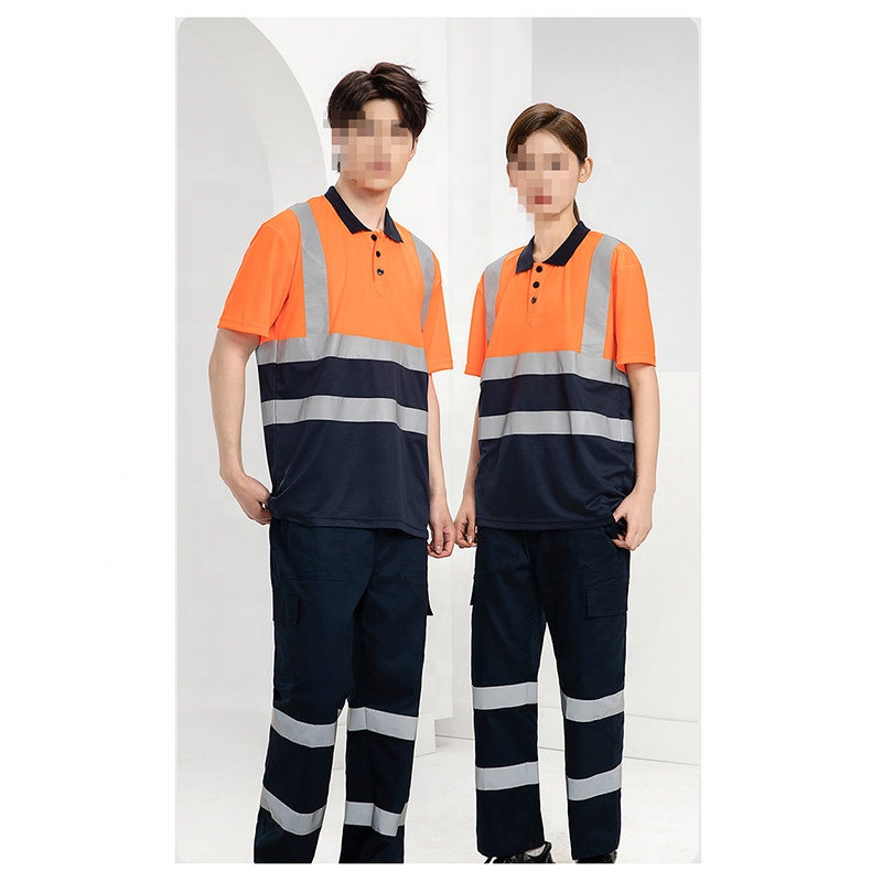 High-reflective Safety Brushed Canvas Bib POLO Overalls Set