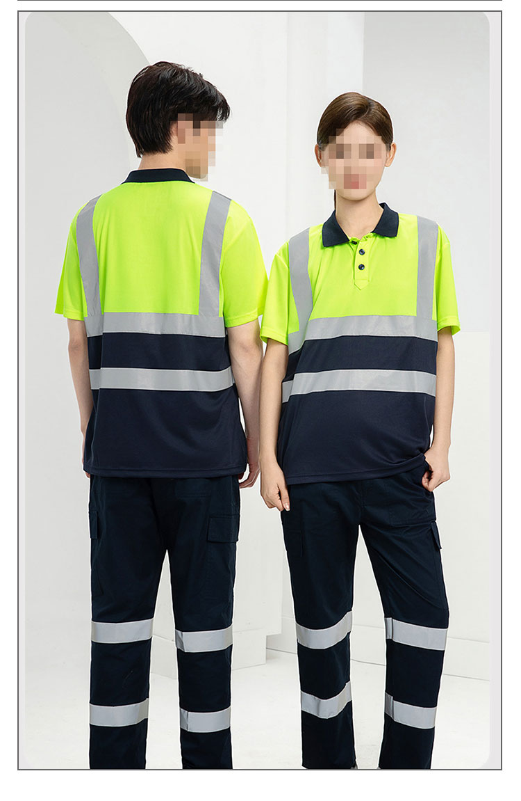 High-reflective Safety Brushed Canvas Bib POLO Overalls Set