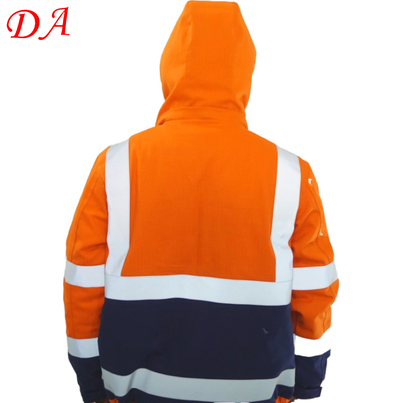 Hi Vis Insulated Flame Resistant FR Winter Workwear Jacket with Detachable Hood