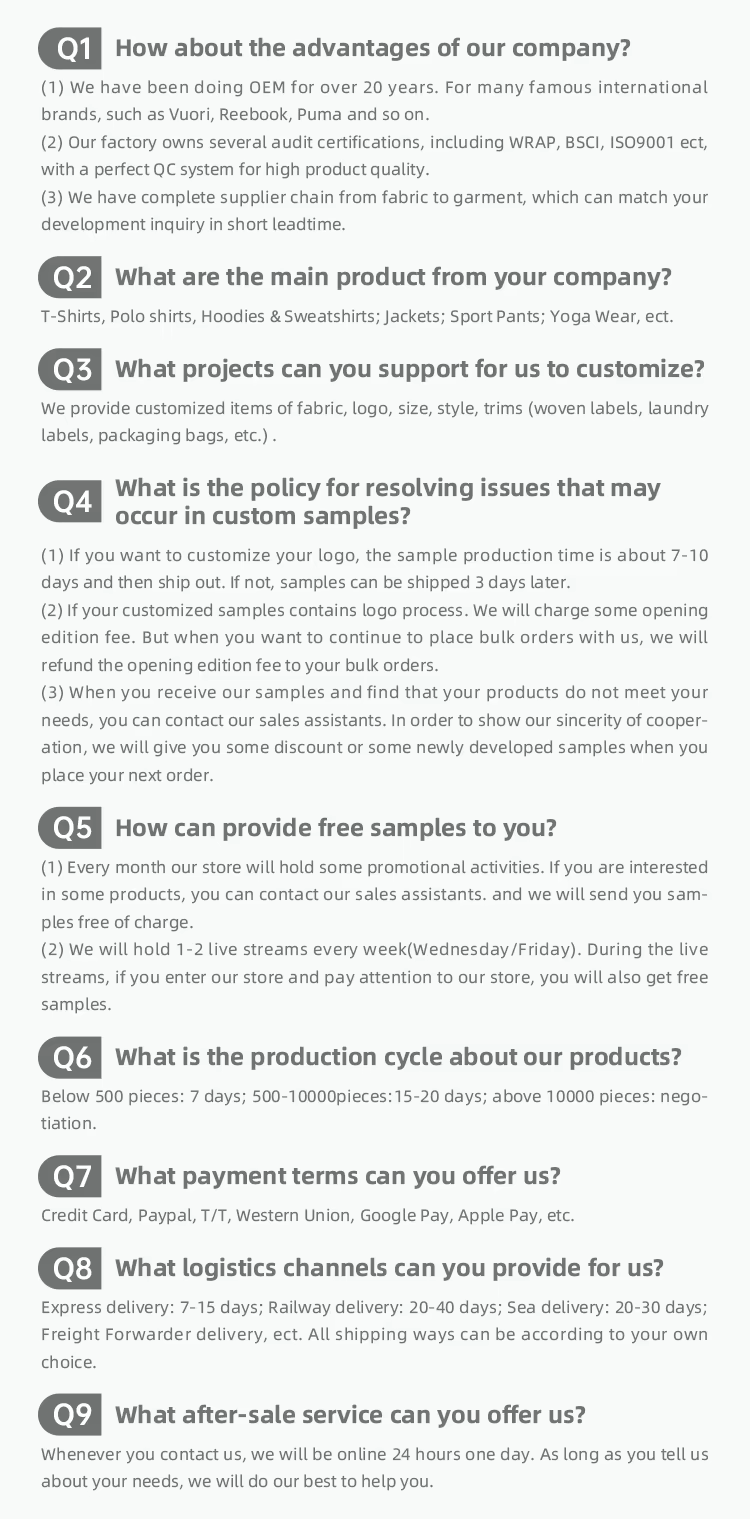 FAQ Details and logistics support