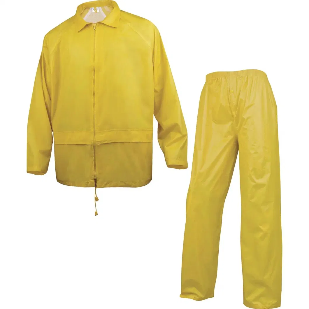 PU Polyester Rain Jacket Bib Pants Waterproof Workwear Suit Clothing Rain Gear