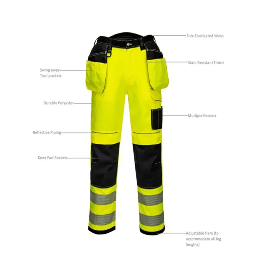 High Visibility Mens Heavy-Duty Summer Short Safety Wear Reflective Work Cargo Pants with Reflective Tape