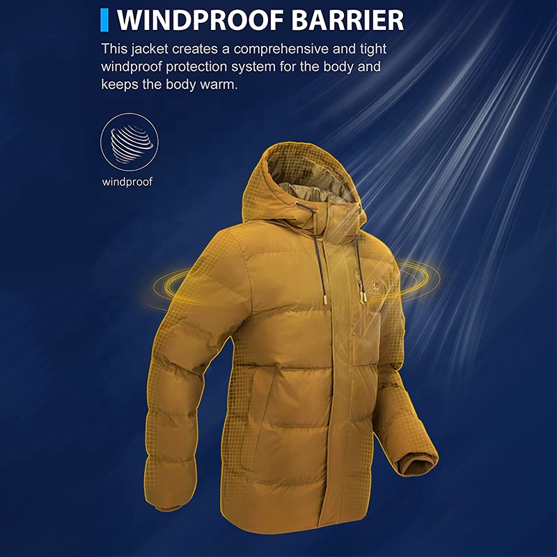 Men's Puffer Jacket with Hooded Parkas Thicken Padded Jacket Windproof Outdoor for Winter Coat