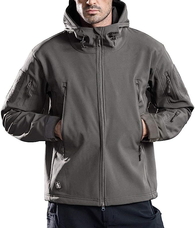 Aidu Men's Outdoor Waterproof Soft Shell Hooded Tactical Jacket Waterproof Jacket Outdoor Jacket