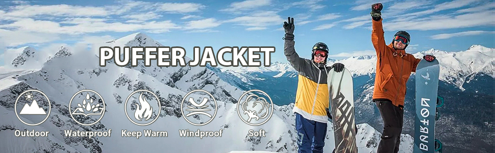 Men's Puffer Jacket with Hooded Parkas Thicken Padded Jacket Windproof Outdoor for Winter Coat