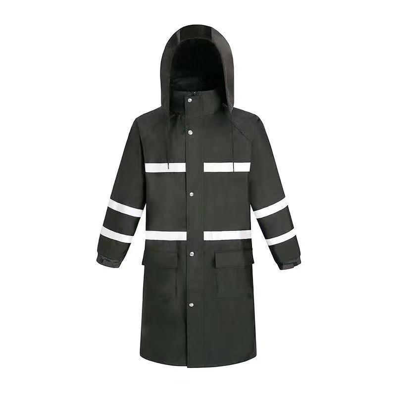Custom OEM Tactical Raincoat for Security Guard Hi-Vis Waterproof Reflective Long Jacket Bulk Workwear