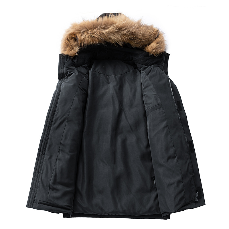Winter New Style Thick Down-Filled Windproof Unisex Jacket Mid-Length Outdoor Parka Bold Mountain-Style Fur-Lined Men