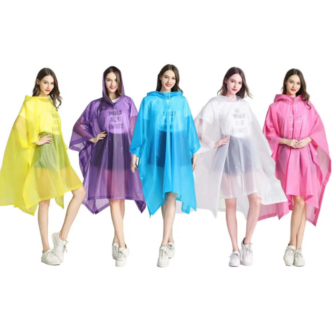 Transparency Custom Design Waterproof Lightweight Versatile PEVA Poncho Raincoat Rain Cape