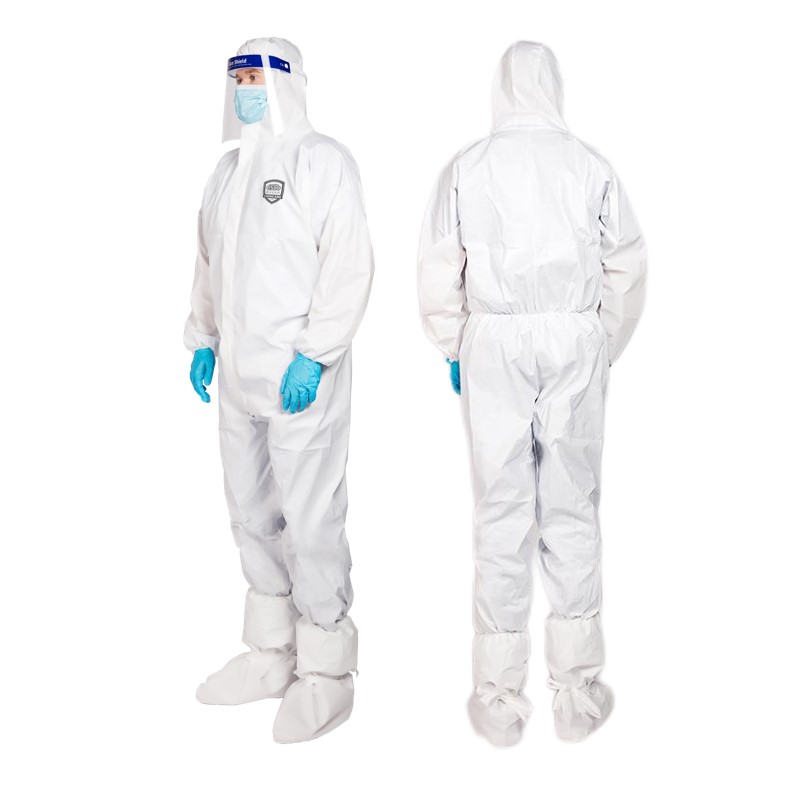 CE Non Woven Oil Resistant Cleanroom Ppe Protective Custom Printed PP Microporous Asbestos Type 5/6 Coverall