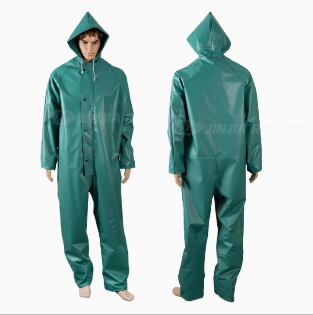 Economy Industrial Chemical Splash Waterproof Resistant Protective Coveralls Thick Pvc Safety Workwear Rain Coat Suit