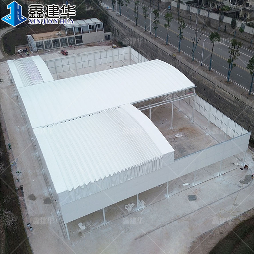 Motorized Outdoor Electric Sliding Retractable Fire Retardant Patio Awning for Basketball Court and Badminton Court and Tennis Court