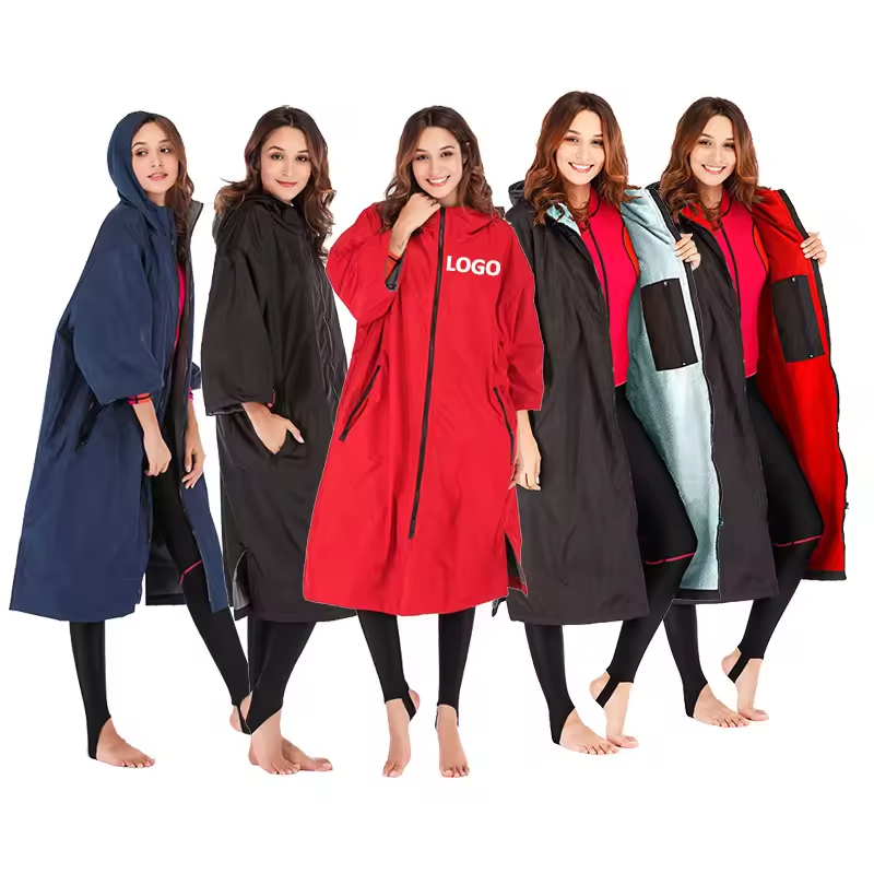 Quick Dry Surf Poncho Parka Warm Oversized Oxford Nylon Windproof Hood Waterproof Changing Robe for Sports All Seasons