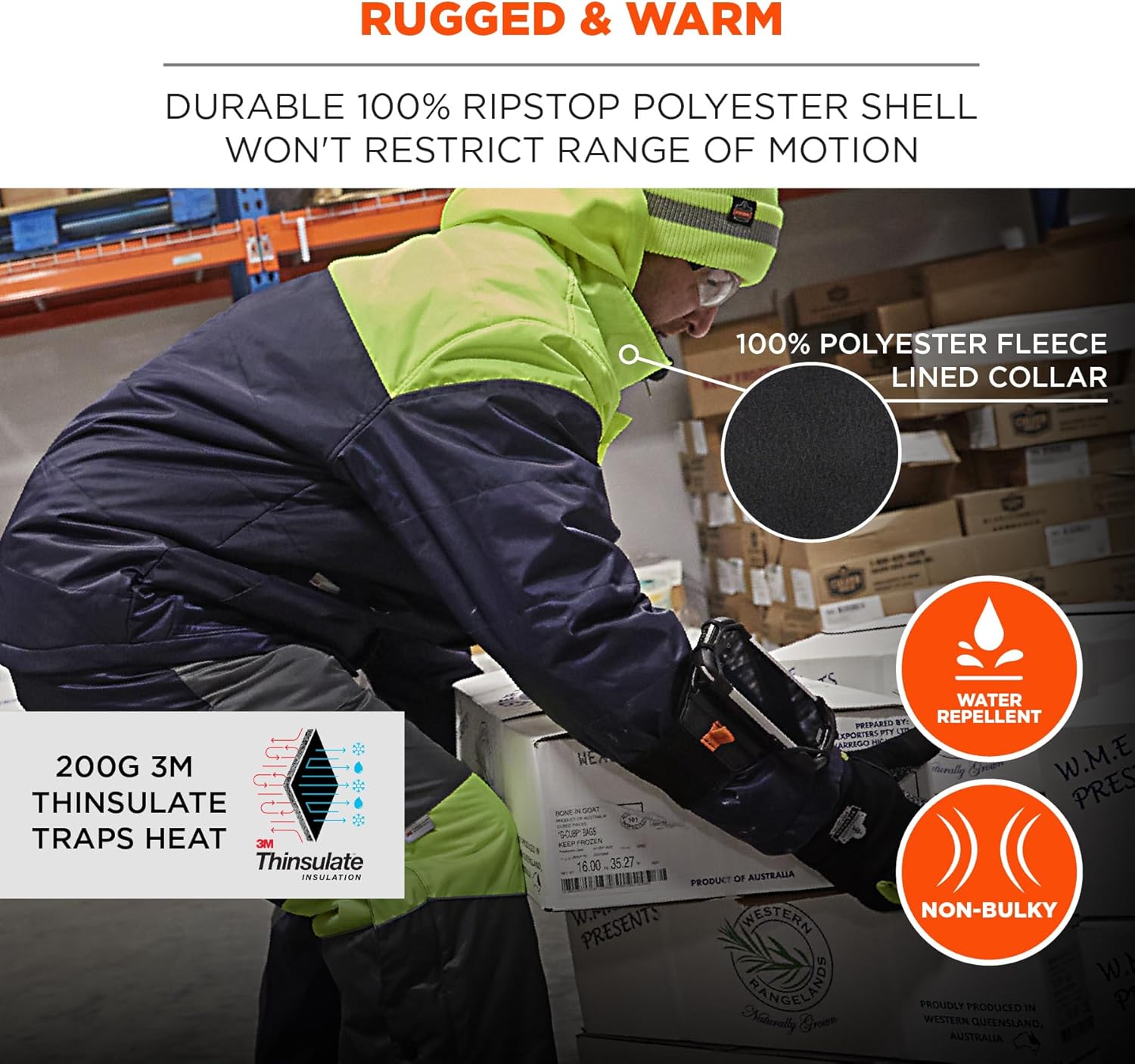 Insulated Freezer Jacket Cold Storage Work Safety Clothing