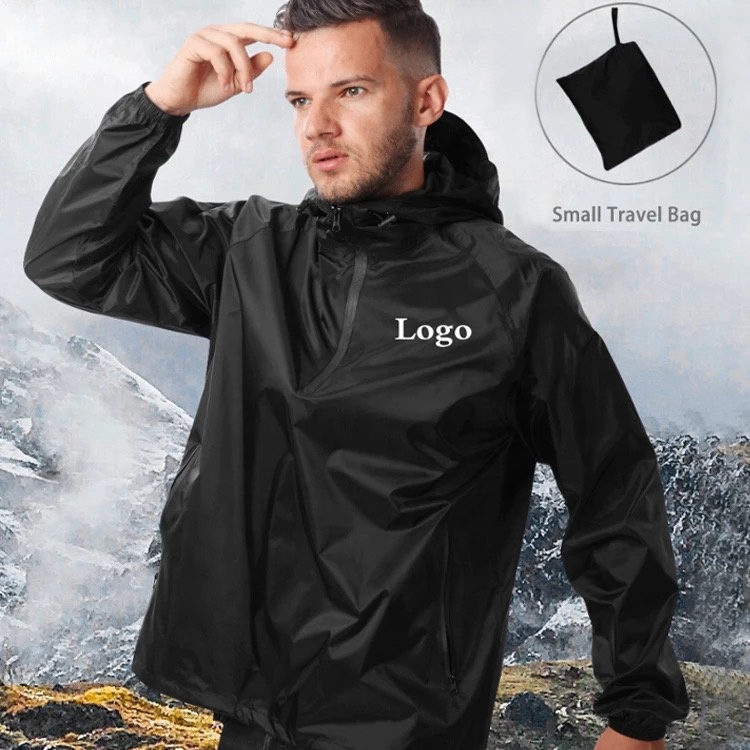 OEM Custom Raincoat Nylon Foldable Waterproof Raincoat Men's Pocket Raincoat