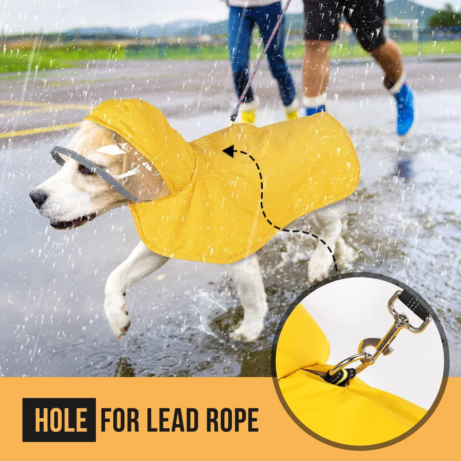 PVC Functional Stylish Adjustable Hood Waterproof Dogs Poncho Raincoat Rain Cape