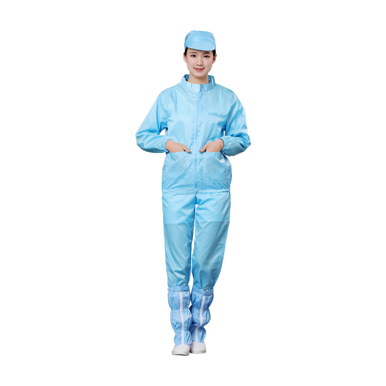 ESD Cleanroom Lab Coat Polyester Anti-Static Worker Uniform with Conductive Wire Protection