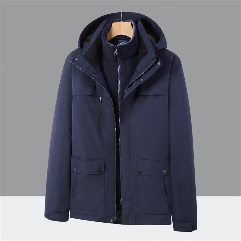 A612 Unisex 3-in-1 Outdoor Workwear Jacket Waterproof Thermal Coat with Thickened Fleece Customizable Logo Winter XL Size