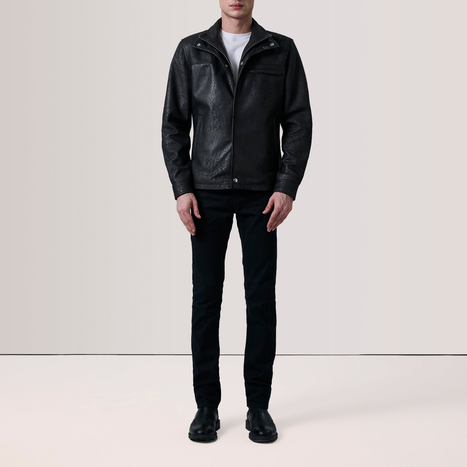 Waterproof Mens Leather Jacket Fleece Lined Winter Thermal Coat Outdoor Workwear Windbreaker Plus Size 5XL Stand Collar Front