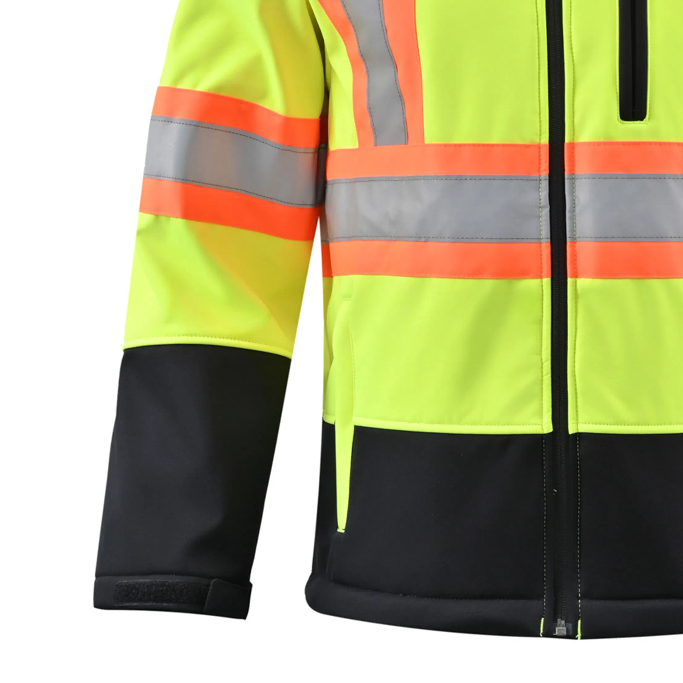 ODM Unisex Fluorescent Yellow Fleece Lined Softshell Waterproof Breathable Reflective Safety Work Custom Winter Jacket