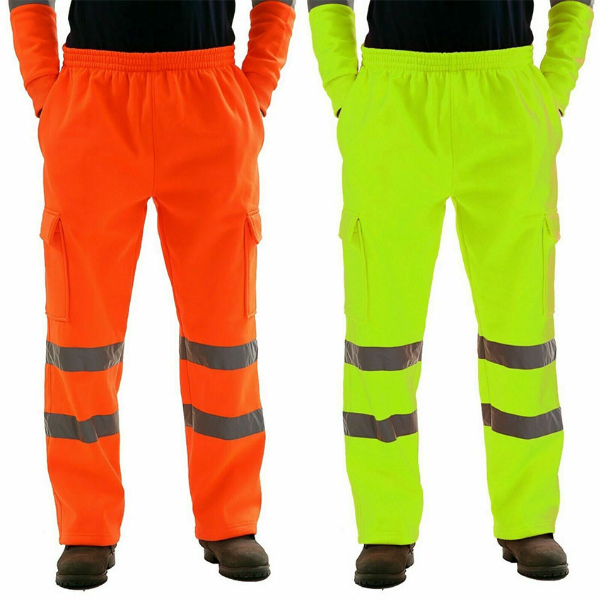 Winter Multi Pocket Safety Reflective Trousers Working Men Hi Vis Pant Safety Industry Heavy-Duty Cargo Work Pants