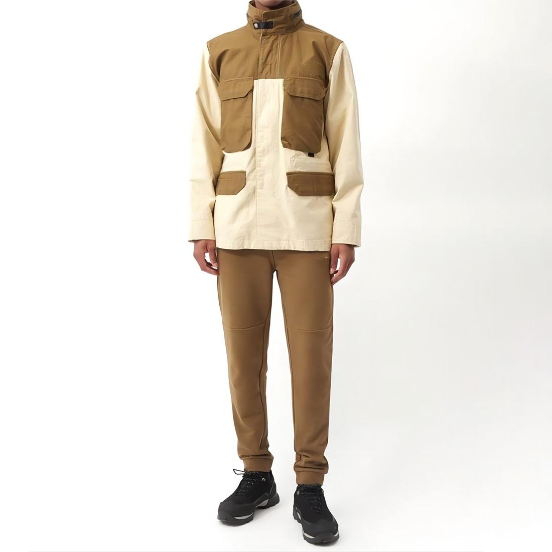 Patchwork Color Block Utility Nylon Windproof Hooded Male Cargo Parka Jackets Warm Windbreaker Long Custom Winter Men Coats
