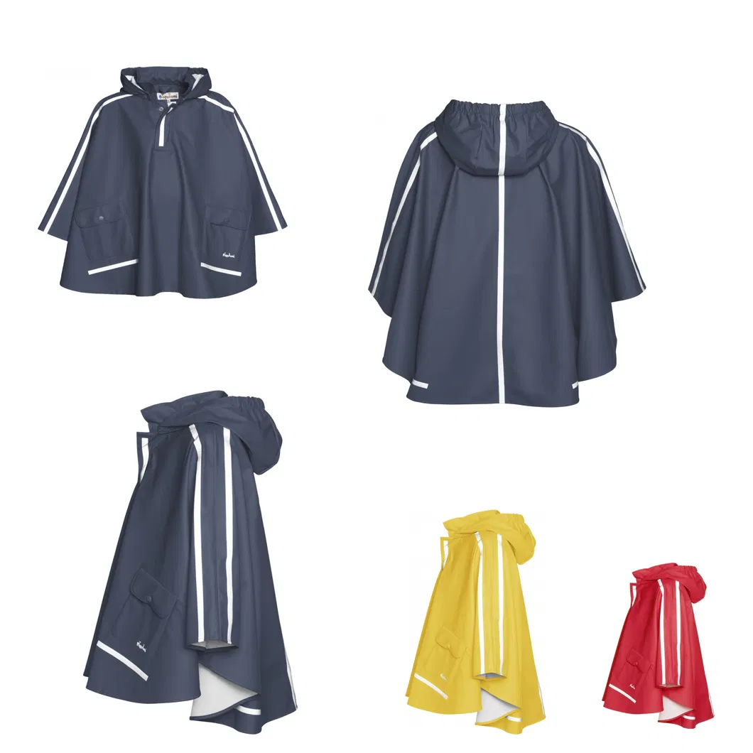 High Vis Kids Children Waterproof Poncho Rain Cape