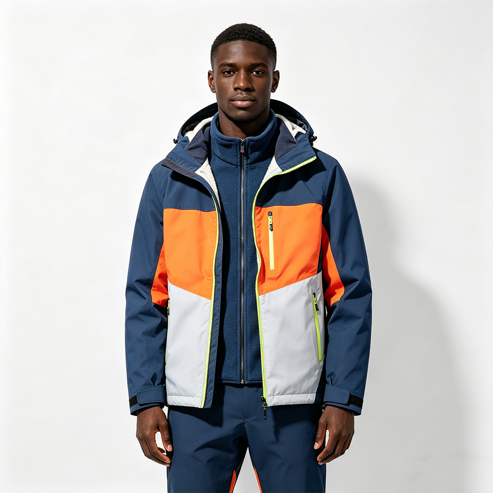 Unisex Color Block Thermal 3-in-1 Parka OEM ODM Custom Fabric &amp; Brand Logo Water Resistant Windproof Outdoor Sports Jacket