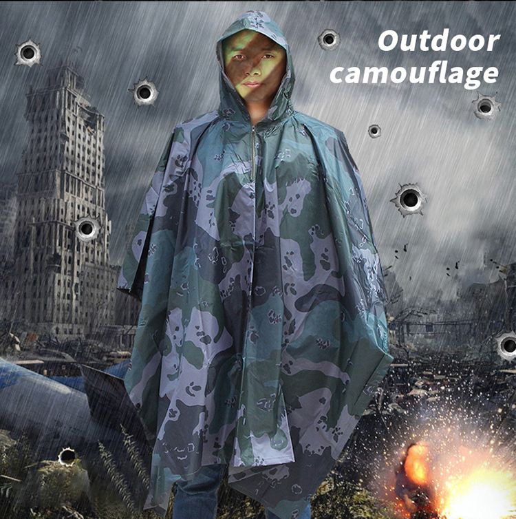 Camouflage Raincoat Front View