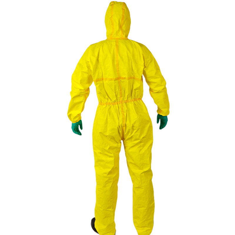Disposable Industrial Chemical Protective Coverall Chemical Resistant Hazard Suit Yellow Protective Suit