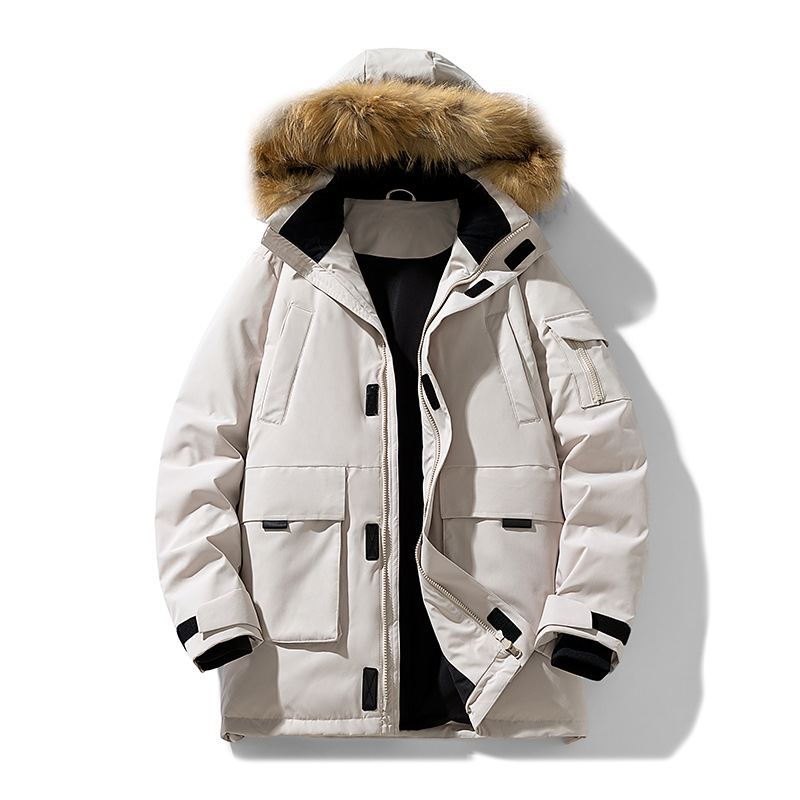 Winter New Style Thick Down-Filled Windproof Unisex Jacket Mid-Length Outdoor Parka Bold Mountain-Style Fur-Lined Men