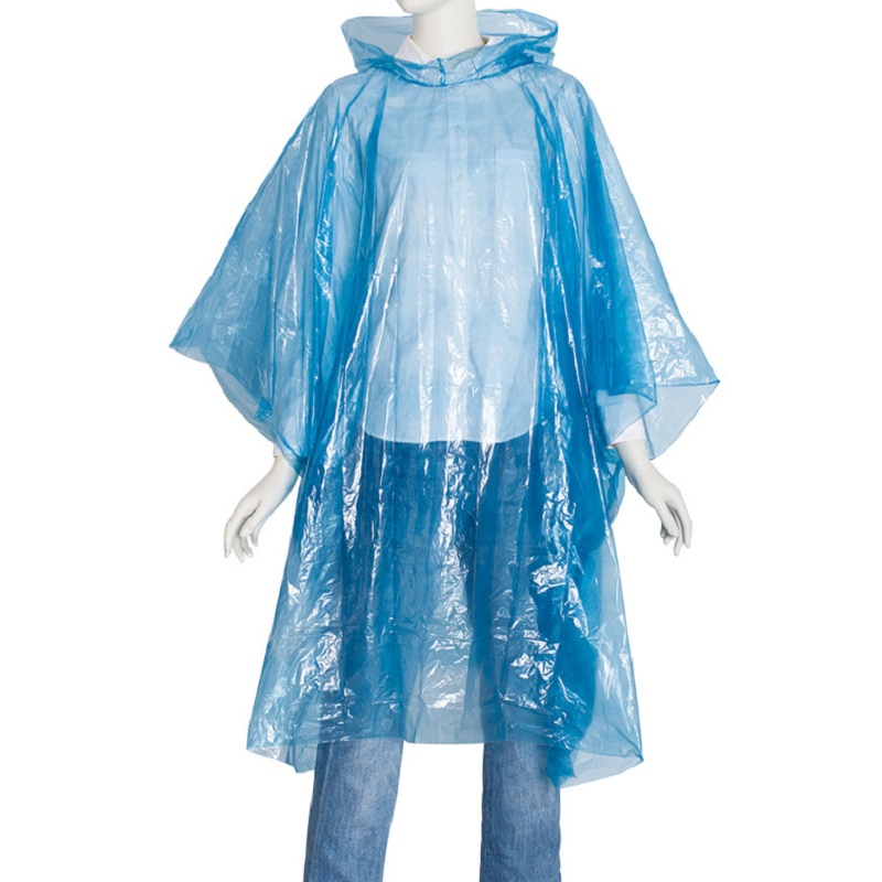 Disposable Plastic PE Rain Poncho Raincoat in Ball Waterproof Square Design Esg17220