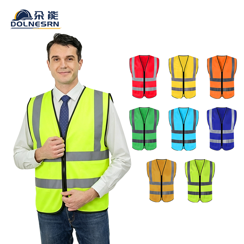 China Factory Custom Logo 120g Polyester Tricot Waterproof Breathable ANSI Class 2 High Visibility Reflective Safety Vest