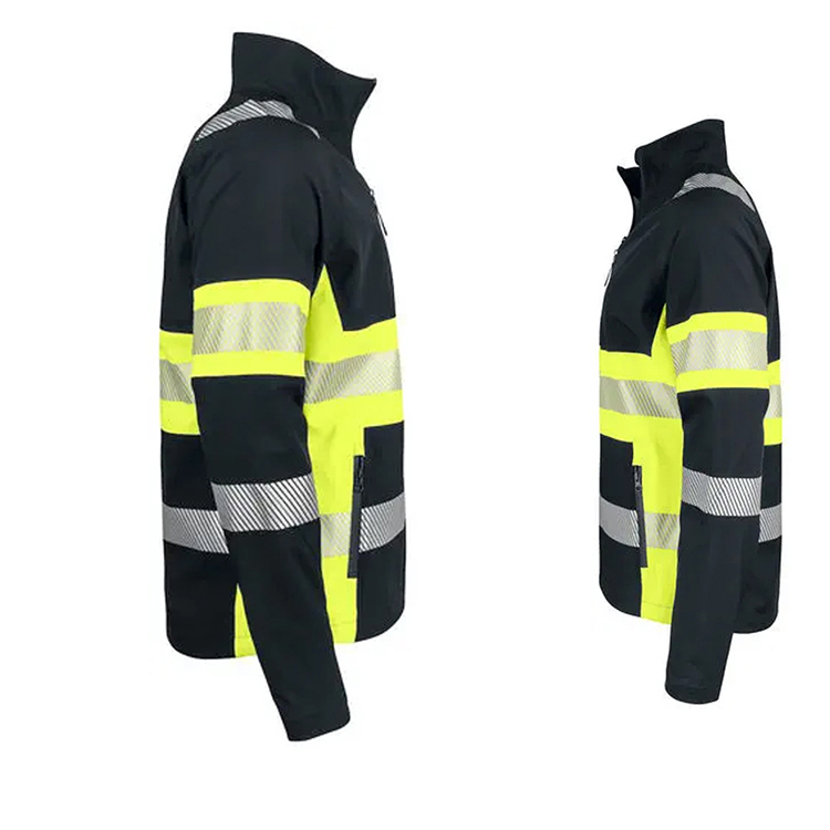 Long Sleeve Stand Collar Workwear Outerwear Machine Stitched Custom Branding Reflective Stripe Design Made Workwear Jacket