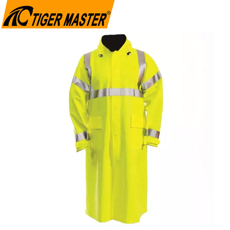 Anti Arc Flame Retardant High Visibility Reflective Lime Yellow Adult Raincoat for Men