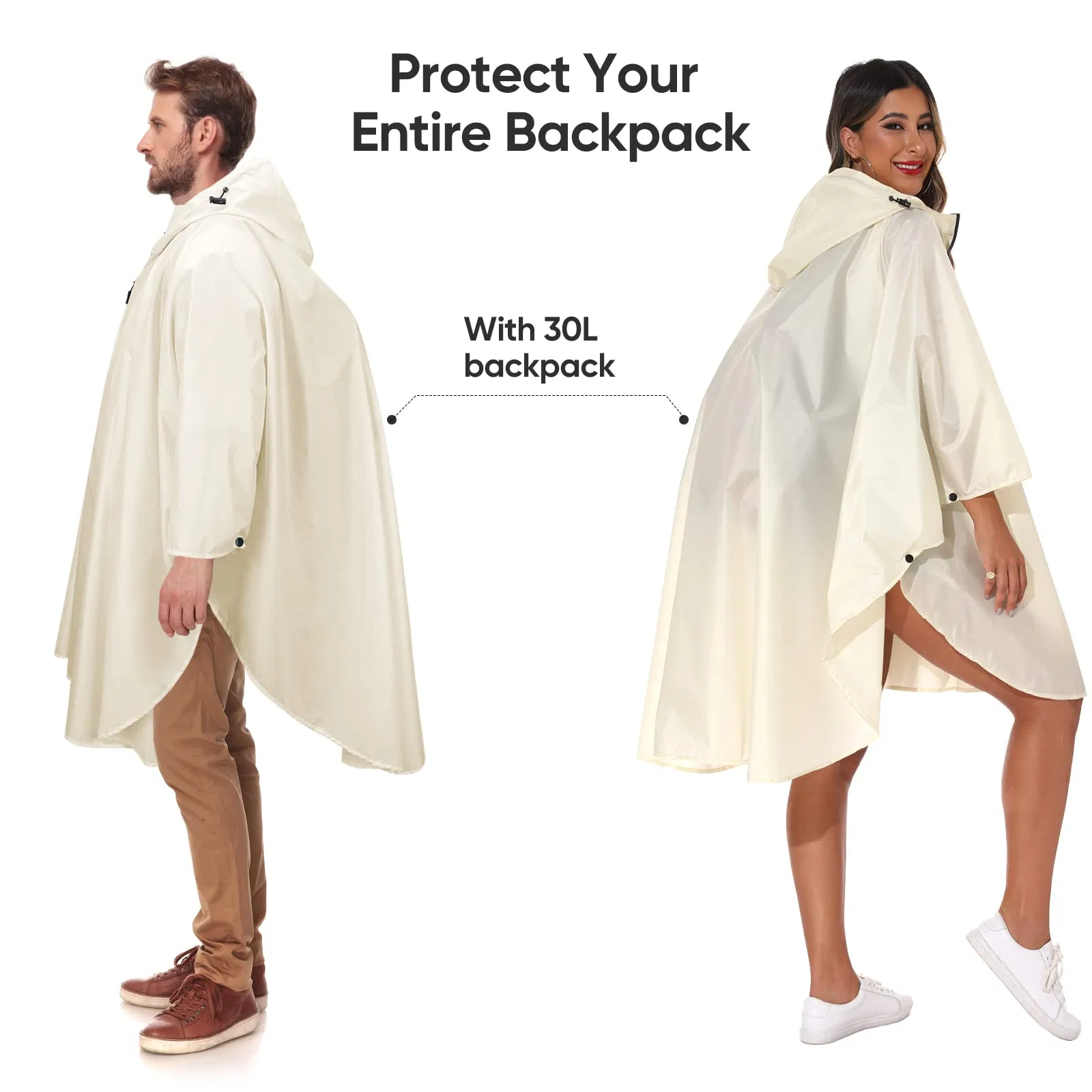Hiking Travel All-Weather Waterproof Rain Poncho Raincoat Cape